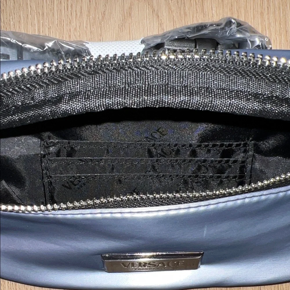 NWT - Versace Shiny Silver Blue Belt / Waist Bag - Picture 7 of 9